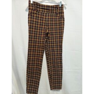 Soho Apparel Plaid Pants Women's Size S Career Casual Brown Gold